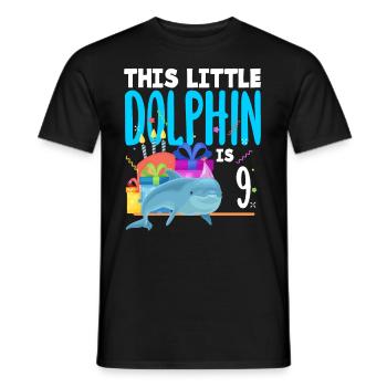 This little dolphin is 9 9th birthday - Men's T-Shirt - black - Front - AI Model Male 178 light (178cm)