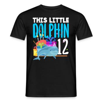 This little dolphin is 12 12th birthday - Men's T-Shirt - black - Front - AI Model Male 178 light (178cm)