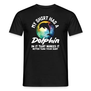Ma chemise a un dauphin dessus - T-shirt homme - noir - Devant - AI Model Male 178 light (178cm)