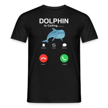 Dolphin Calls Humorous Graphic - Men's T-Shirt - black - Front - AI Model Male 178 light (178cm)