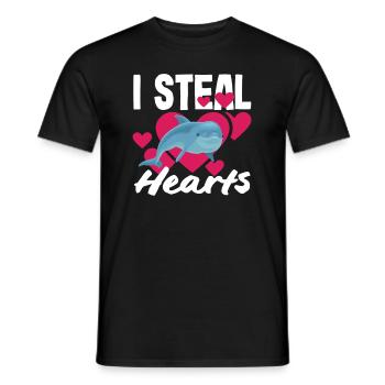 I Steal Hearts - Dolphin Love - Men's T-Shirt - black - Front - AI Model Male 178 light (178cm)