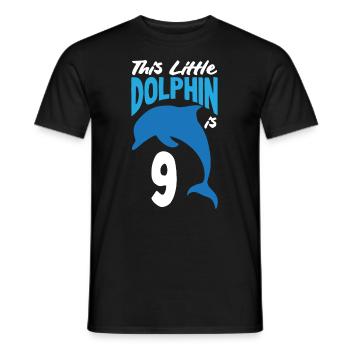 This little dolphin is 9 9th birthday - Men's T-Shirt - black - Front - AI Model Male 178 light (178cm)