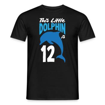 This little dolphin is 12 12th birthday - Men's T-Shirt - black - Front - AI Model Male 178 light (178cm)