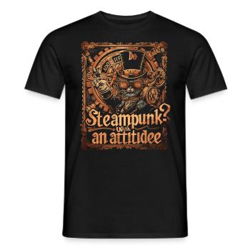Steam Punk Art Funky Steampunk - Men's T-Shirt - black - Front - AI Model Male 178 light (178cm)