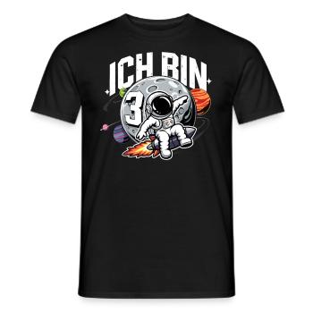3ème anniversaire garçons 3 ans astronaute anniversaire - T-shirt homme - noir - Devant - AI Model Male 178 light (178cm)