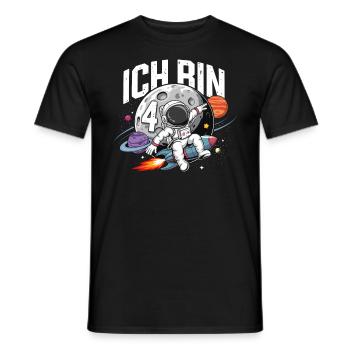 4ème anniversaire garçons 4 ans astronaute anniversaire - T-shirt homme - noir - Devant - AI Model Male 178 light (178cm)