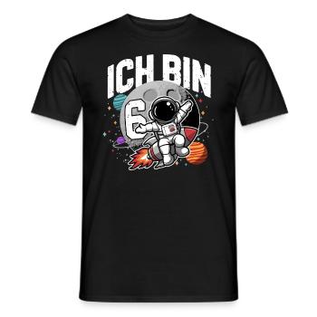 6th Birthday Boys 6 Years Astronaut Birthday - Men's T-Shirt - black - Front - AI Model Male 178 light (178cm)