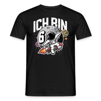 6th Birthday Boys 6 Years Astronaut Birthday - Men's T-Shirt - black - Front - AI Model Male 178 light (178cm)