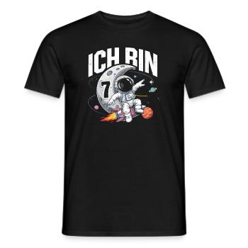 7e anniversaire garçons 7 ans anniversaire astronaute - T-shirt homme - noir - Devant - AI Model Male 178 light (178cm)