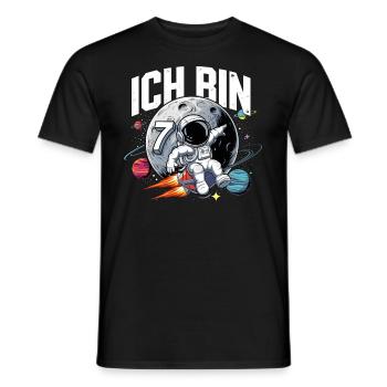 7e anniversaire garçons 7 ans anniversaire astronaute - T-shirt homme - noir - Devant - AI Model Male 178 light (178cm)