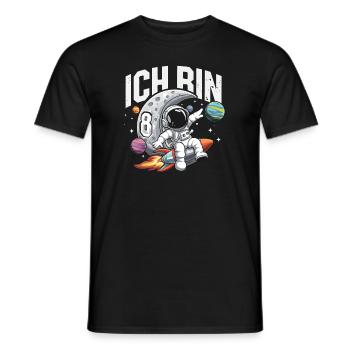 8e anniversaire garçons 8 ans anniversaire astronaute - T-shirt homme - noir - Devant - AI Model Male 178 light (178cm)