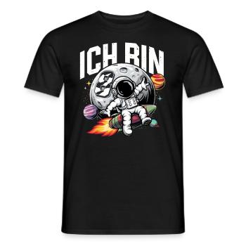 8e anniversaire garçons 8 ans anniversaire astronaute - T-shirt homme - noir - Devant - AI Model Male 178 light (178cm)