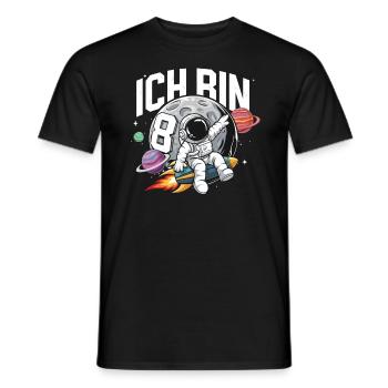 8ème anniversaire Garçons 8 ans Astronaute Anniversaire - T-shirt homme - noir - Devant - AI Model Male 178 light (178cm)