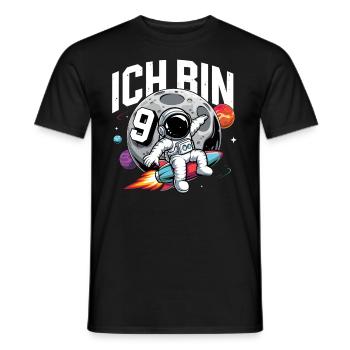 9e anniversaire garçons 9 ans astronaute anniversaire - T-shirt homme - noir - Devant - AI Model Male 178 light (178cm)