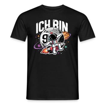 9e anniversaire garçons 9 ans astronaute anniversaire - T-shirt homme - noir - Devant - AI Model Male 178 light (178cm)