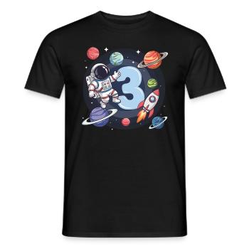 3ème anniversaire garçons 3 ans astronaute anniversaire - T-shirt homme - noir - Devant - AI Model Male 178 light (178cm)