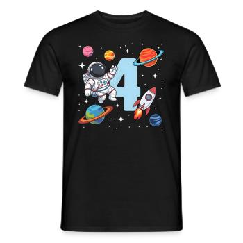 4ème anniversaire garçons 4 ans astronaute anniversaire - T-shirt homme - noir - Devant - AI Model Male 178 light (178cm)