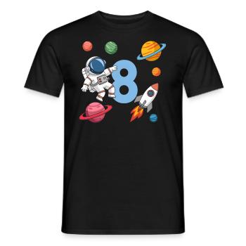 8ème anniversaire Garçons 8 ans Astronaute Anniversaire - T-shirt homme - noir - Devant - AI Model Male 178 light (178cm)