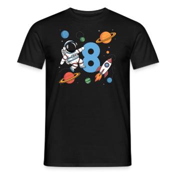 8ème anniversaire Garçons 8 ans Astronaute Anniversaire - T-shirt homme - noir - Devant - AI Model Male 178 light (178cm)
