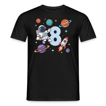 8ème anniversaire Garçons 8 ans Astronaute Anniversaire - T-shirt homme - noir - Devant - AI Model Male 178 light (178cm)