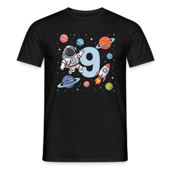 9e anniversaire garçons 9 ans astronaute anniversaire - T-shirt homme - noir - Devant - AI Model Male 178 light (178cm)