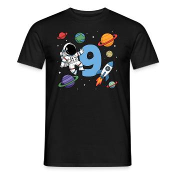 9e anniversaire garçons 9 ans astronaute anniversaire - T-shirt homme - noir - Devant - AI Model Male 178 light (178cm)