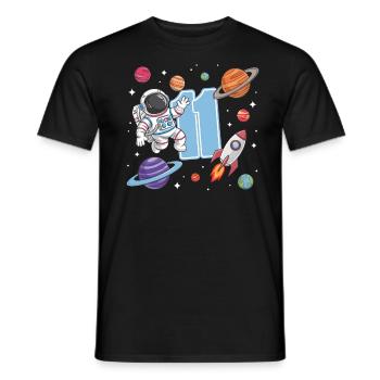 11th Birthday Boys Astronaut Birthday - Men's T-Shirt - black - Front - AI Model Male 178 light (178cm)