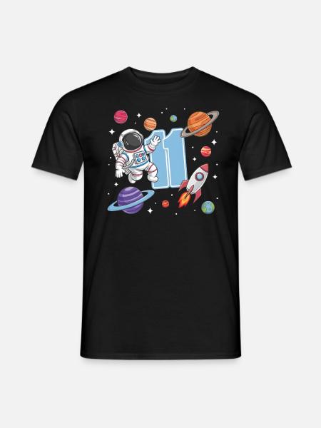 11. Geburtstag Jungen Astronaut Geburtstag - Mænd T-shirt - sort