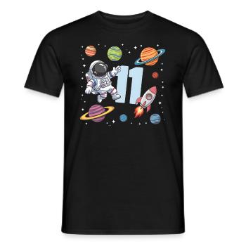 11th Birthday Boys Astronaut Birthday - Men's T-Shirt - black - Front - AI Model Male 178 light (178cm)