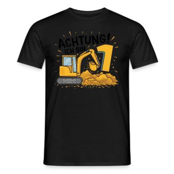 1er anniversaire garçon 1 an chantier de construction d’excavatrice - T-shirt homme - noir - Devant - AI Model Male 178 light (178cm)
