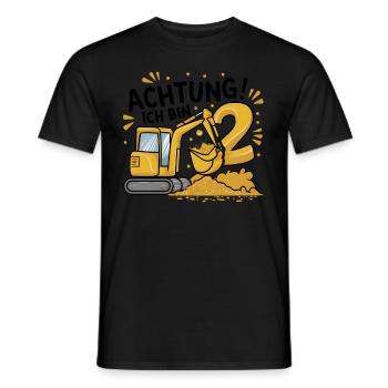 2. Geburtstag Junge 2 Jahre Bagger Baustelle - Männer T-Shirt - Schwarz - Vorne - AI Model Male 178 light (178cm)