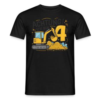 4ème anniversaire garçon 4 ans chantier d’excavatrice - T-shirt homme - noir - Devant - AI Model Male 178 light (178cm)