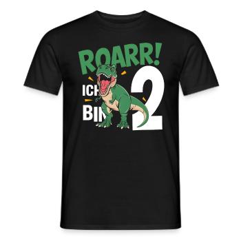 2. Geburtstag 2 Jahre Dino Dinosaurier Fan - Männer T-Shirt - Schwarz - Vorne - AI Model Male 178 light (178cm)