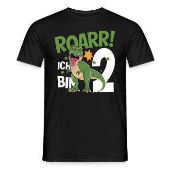 2. Geburtstag 2 Jahre Dino Dinosaurier Fan - Männer T-Shirt - Schwarz - Vorne - AI Model Male 178 light (178cm)