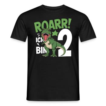 2. Geburtstag 2 Jahre Dino Dinosaurier Fan - Männer T-Shirt - Schwarz - Vorne - AI Model Male 178 light (178cm)