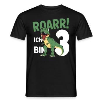 3ème anniversaire 3 ans Dino Dinosaur Fan - T-shirt homme - noir - Devant - AI Model Male 178 light (178cm)