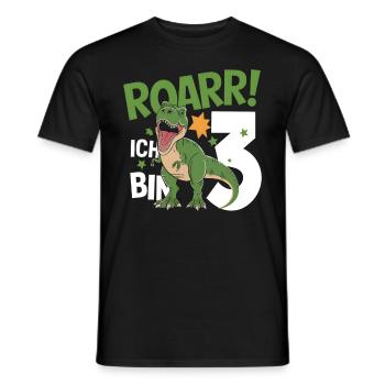 3ème anniversaire 3 ans Dino Dinosaur Fan - T-shirt homme - noir - Devant - AI Model Male 178 light (178cm)