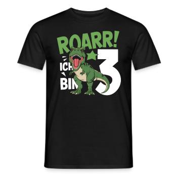 3ème anniversaire 3 ans Dino Dinosaur Fan - T-shirt homme - noir - Devant - AI Model Male 178 light (178cm)