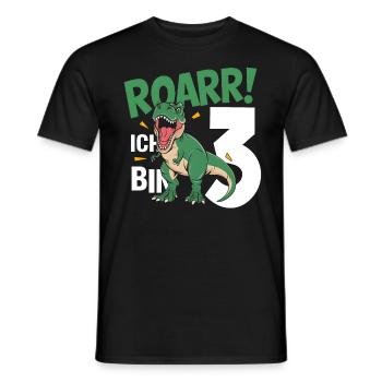 3. Geburtstag 3 Jahre Dino Dinosaurier Fan - Männer T-Shirt - Schwarz - Vorne - AI Model Male 178 light (178cm)