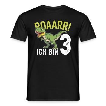 3. Geburtstag 3 Jahre Dino Dinosaurier Fan - Männer T-Shirt - Schwarz - Vorne - AI Model Male 178 light (178cm)