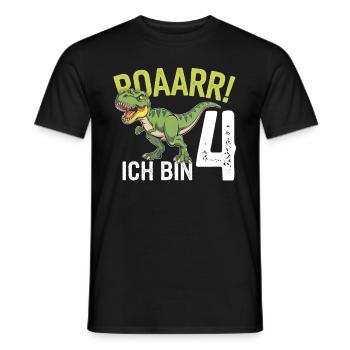 4ème anniversaire 4 ans Dino Dinosaur Fan - T-shirt homme - noir - Devant - AI Model Male 178 light (178cm)