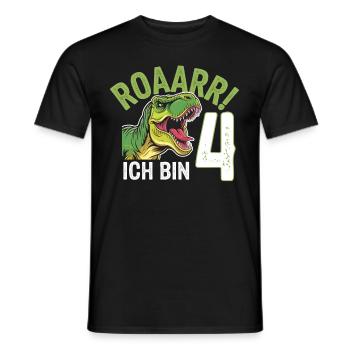 4ème anniversaire 4 ans Dino Dinosaur Fan - T-shirt homme - noir - Devant - AI Model Male 178 light (178cm)