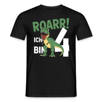 4ème anniversaire 4 ans Dino Dinosaur Fan - T-shirt homme - noir - Devant - AI Model Male 178 light (178cm)