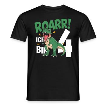 4ème anniversaire 4 ans Dino Dinosaur Fan - T-shirt homme - noir - Devant - AI Model Male 178 light (178cm)