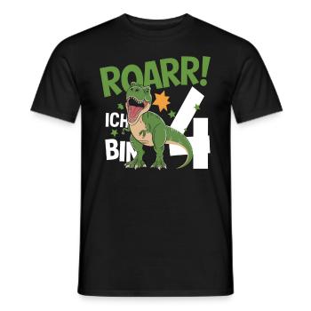 Fan de dinosaures Dino 4e anniversaire 4 ans - T-shirt homme - noir - Devant - AI Model Male 178 light (178cm)