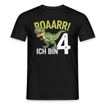4ème anniversaire 4 ans Dino Dinosaur Fan - T-shirt homme - noir - Devant - AI Model Male 178 light (178cm)