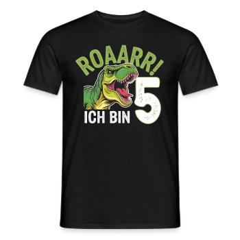 5ème anniversaire 5 ans de fan de dinosaures Dino - T-shirt homme - noir - Devant - AI Model Male 178 light (178cm)