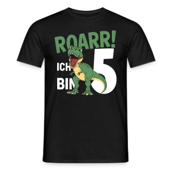 5. Geburtstag 5 Jahre Dino Dinosaurier Fan - Männer T-Shirt - Schwarz - Vorne - AI Model Male 178 light (178cm)