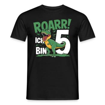 5ème anniversaire 5 ans de fan de dinosaures Dino - T-shirt homme - noir - Devant - AI Model Male 178 light (178cm)