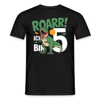 5th Birthday 5 Years Dino Dinosaur Fan - Men's T-Shirt - black - Front - AI Model Male 178 light (178cm)